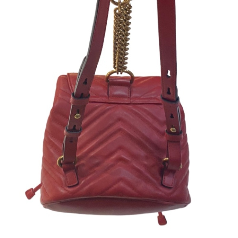 Gucci GG Marmont Chevron Red Leather Backpack Bag Purse - Picture 10 of 10
